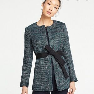 Ann Taylor Tweed Belted Jacket
